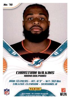2019 Panini Stickers - Cards #79 Christian Wilkins Back