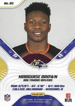 2019 Panini Stickers - Cards #85 Marquise Brown Back