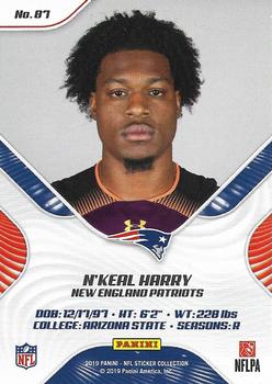 2019 Panini Stickers - Cards #87 N'Keal Harry Back