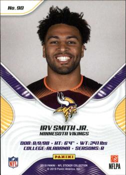 2019 Panini Stickers - Cards #90 Irv Smith Jr. Back