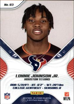 2019 Panini Stickers - Cards #93 Lonnie Johnson Jr. Back