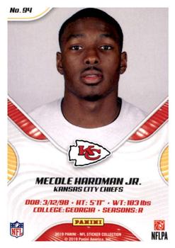 2019 Panini Stickers - Cards #94 Mecole Hardman Jr. Back