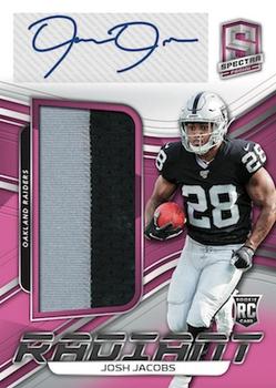 2019 Panini Spectra - Radiant Rookie Patch Signatures Neon Pink #RRPS-4 Josh Jacobs Front