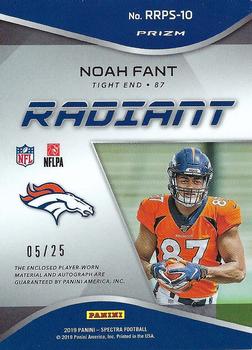 2019 Panini Spectra - Radiant Rookie Patch Signatures Neon Pink #RRPS-10 Noah Fant Back