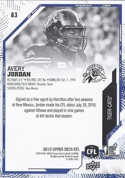 2019 Upper Deck CFL - Blue Border #83 Avery Jordan Back