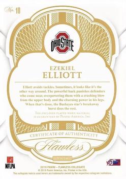 2019 Panini Flawless Collegiate - Patches Black #10 Ezekiel Elliott Back