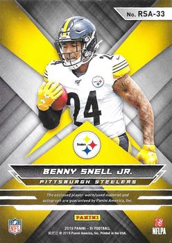 2019 Panini XR - Rookie Swatch Autographs #RSA-33 Benny Snell Jr. Back