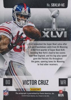 2017 Panini Contenders - Super Bowl Signatures #SBXLVI-VC Victor Cruz Back