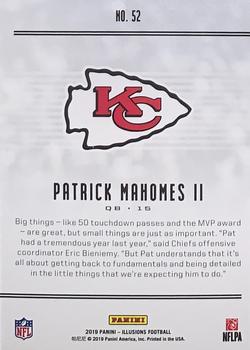 2019 Panini Illusions - Trophy Collection Emerald #52 Patrick Mahomes II Back