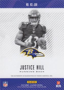 2019 Panini Illusions - Rookie Signs Green #RS-JUH Justice Hill Back