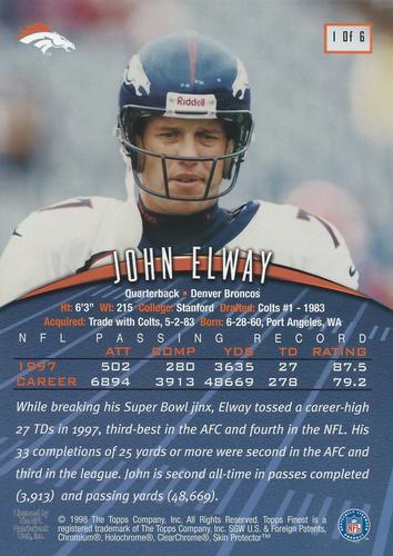 1998-99 Finest Pro Bowl Jumbos - 5x7 #1 John Elway Back