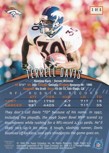1998-99 Finest Pro Bowl Jumbos - 5x7 #3 Terrell Davis Back