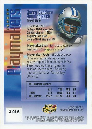 1996 Finest - Pro Bowl Jumbos 5x7 #3 Barry Sanders Back