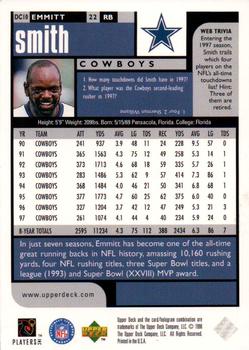 1998 UD Choice Dallas Cowboys #DC10 Emmitt Smith Back