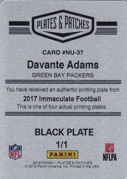 2018 Panini Plates & Patches - 2017 Panini Immaculate Printing Plates Black #37 Davante Adams Back