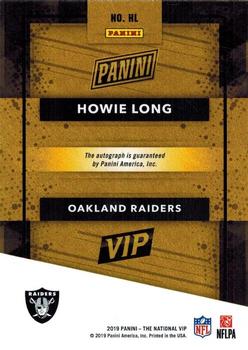2019 Panini National Convention VIP Party Private Signings #HL Howie Long Back