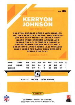 2019 Donruss Optic #35 Kerryon Johnson Back