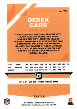 2019 Donruss Optic #75 Derek Carr Back