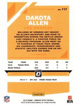 2019 Donruss Optic #117 Dakota Allen Back