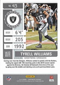 2019 Panini Contenders #43 Tyrell Williams Back