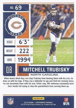 2019 Panini Contenders #69 Mitchell Trubisky Back