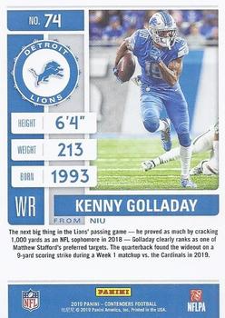 2019 Panini Contenders #74 Kenny Golladay Back