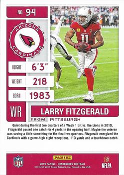 2019 Panini Contenders #94 Larry Fitzgerald Back