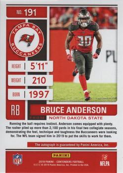 2019 Panini Contenders #191 Bruce Anderson Back