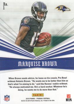 2019 Panini Phoenix - Catching Fire #1 Marquise Brown Back