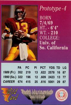 1991 Wild Card Draft - National Sports Collectors Convention Prototypes #Prototype-4 Todd Marinovich Back