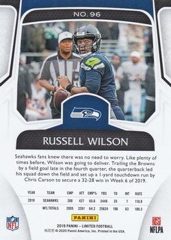 2019 Panini Limited #96 Russell Wilson Back