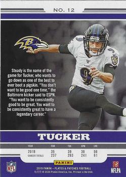 2019 Panini Plates & Patches #12 Justin Tucker Back