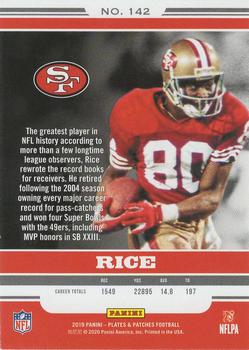 2019 Panini Plates & Patches #142 Jerry Rice Back