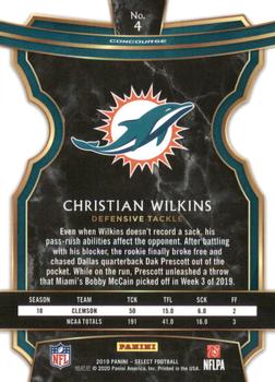 2019 Panini Select #4 Christian Wilkins Back