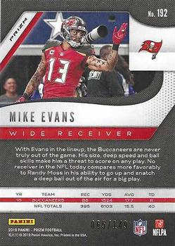 2019 Panini Prizm - Red Wave #192 Mike Evans Back
