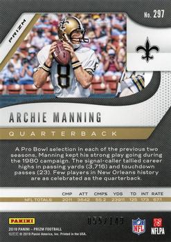2019 Panini Prizm - Red Wave #297 Archie Manning Back