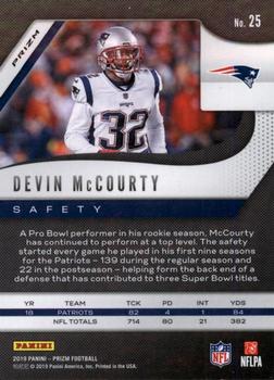 2019 Panini Prizm - Red White and Blue #25 Devin McCourty Back
