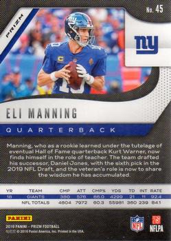 2019 Panini Prizm - Red White and Blue #45 Eli Manning Back