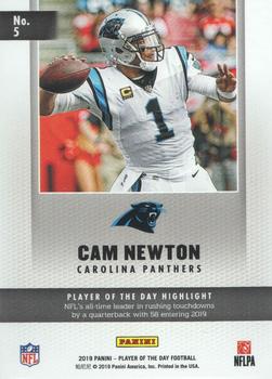2019 Panini Player of the Day #5 Cam Newton Back