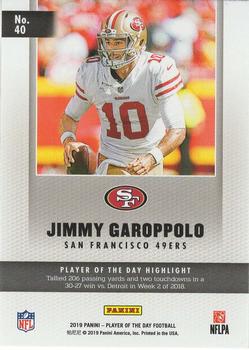 2019 Panini Player of the Day #40 Jimmy Garoppolo Back