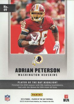 2019 Panini Player of the Day #49 Adrian Peterson Back
