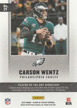 2019 Panini Player of the Day - Silver #29 Carson Wentz Back