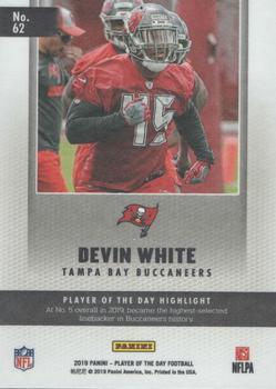 2019 Panini Player of the Day - Silver #62 Devin White Back