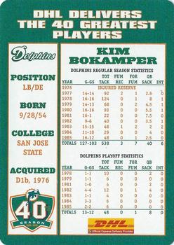2005 DHL Miami Dolphins Greats #NNO Kim Bokamper Back