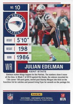 2019 Panini Contenders Optic #10 Julian Edelman Back