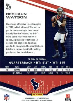 2019 Panini Playoff #49 Deshaun Watson Back