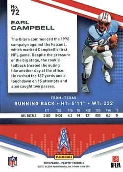 2019 Panini Playoff #72 Earl Campbell Back