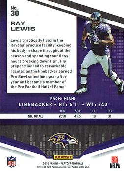 2019 Panini Playoff - 2nd Down #30 Ray Lewis Back