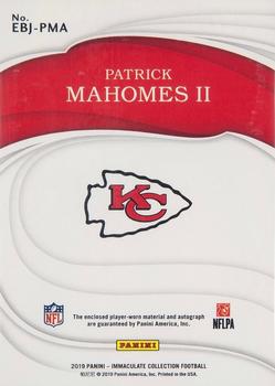 2019 Panini Immaculate Collection - Immaculate Eye Black Jersey Gold #EBJ-PMA Patrick Mahomes II Back