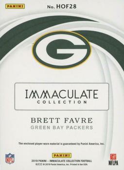 2019 Panini Immaculate Collection - Immaculate HOF Jersey Platinum #HOF28 Brett Favre Back